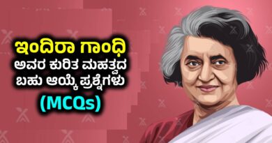 ಇಂದಿರಾ ಗಾಂಧಿ ಅವರ ಕುರಿತ ಮಹತ್ವದ ಬಹು ಆಯ್ಕೆ ಪ್ರಶ್ನೆಗಳು ( MCQs on Indira Gandhi) Indira Gandhi
